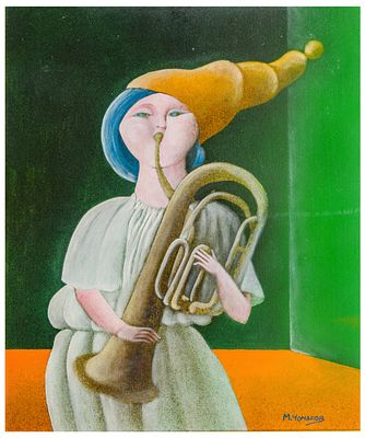 Mikail Ciomakov (1900 - 1999) Donna che suona, 1991 - Mikail Ciomakov (1900 - 1999) Donna che 