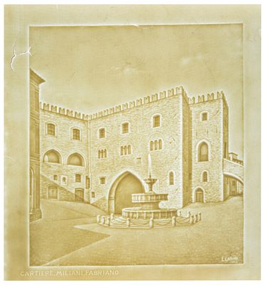 Luigi Casoni (1926 - 2016), per Cartiere Miliani, Fabriano La fontana Sturinalto di Fabriano, 1954 - 
