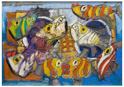 Paolo da San Lorenzo (1935) Acquario, 1999 - Paolo da San Lorenzo (1935) Acquario, 1999 Olio su 