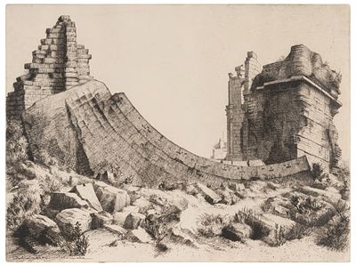 Lino Bianchi Barriviera (1906 - 1985) Leptis Magna. L’abside del Ninfeo crollata, 1937 - Lino 