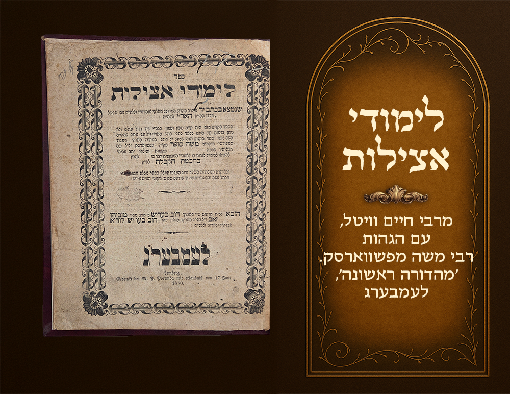 Limudei Atzilus by Harav Chaim Vital, with glosses by Harav Moshe of Pshevorsk. First edition 