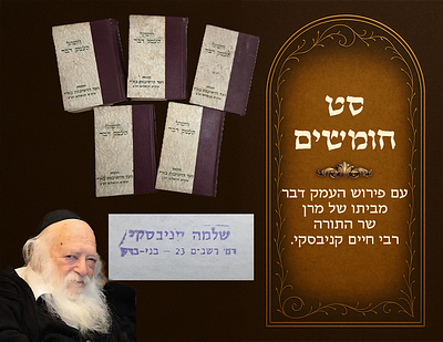 Set of Chumashim with the Haamek Davar commentary, from the home of Harav Chaim 