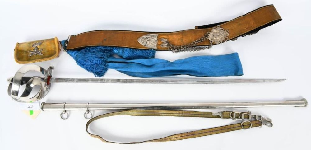 Lot 23: WWII Italian Artillery Officer M.1888 Sword/Belt/s