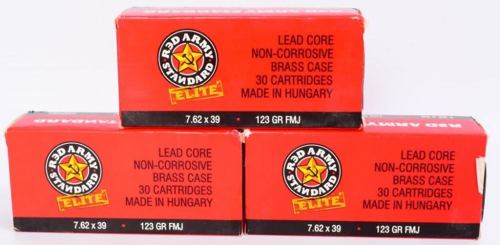 Lot 82: 90 Rounds Red Army Standard 7.62x39mm Ammo