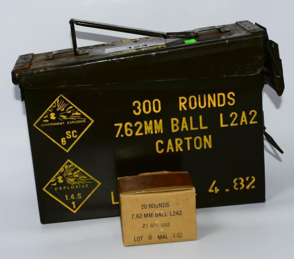Lot 124: 300 Rounds Military L2A2 7.62mm Ball Ammunition