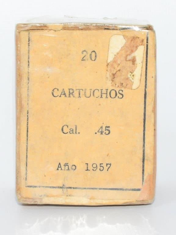 Lot 157: Partial Box of 20 Cartuchos .45 Cal Spanish 1957