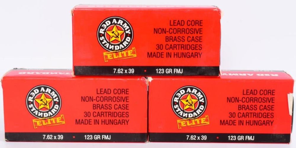 Lot 163: 90 Rounds Red Army Standard 7.62x39mm Ammo