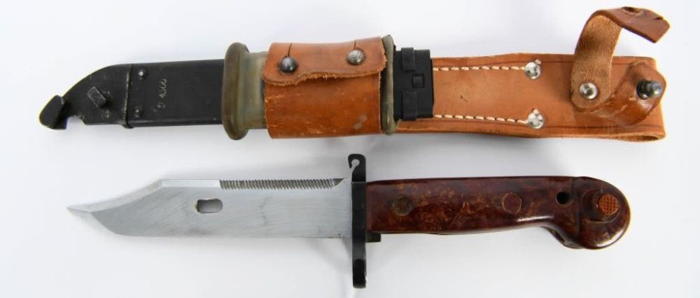 Lot 164: AKM Type 1 Bayonet W/ Scabbard & Frog