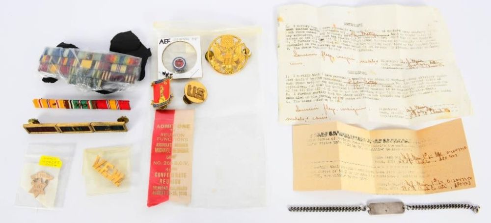 Lot 188: Various Military Ribbons, Pins, and Medals