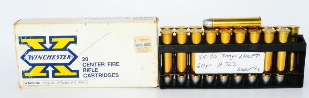 Lot 328: 20 rds 45-70 300 gr LRNFP AMMO & 17 rds 45-70