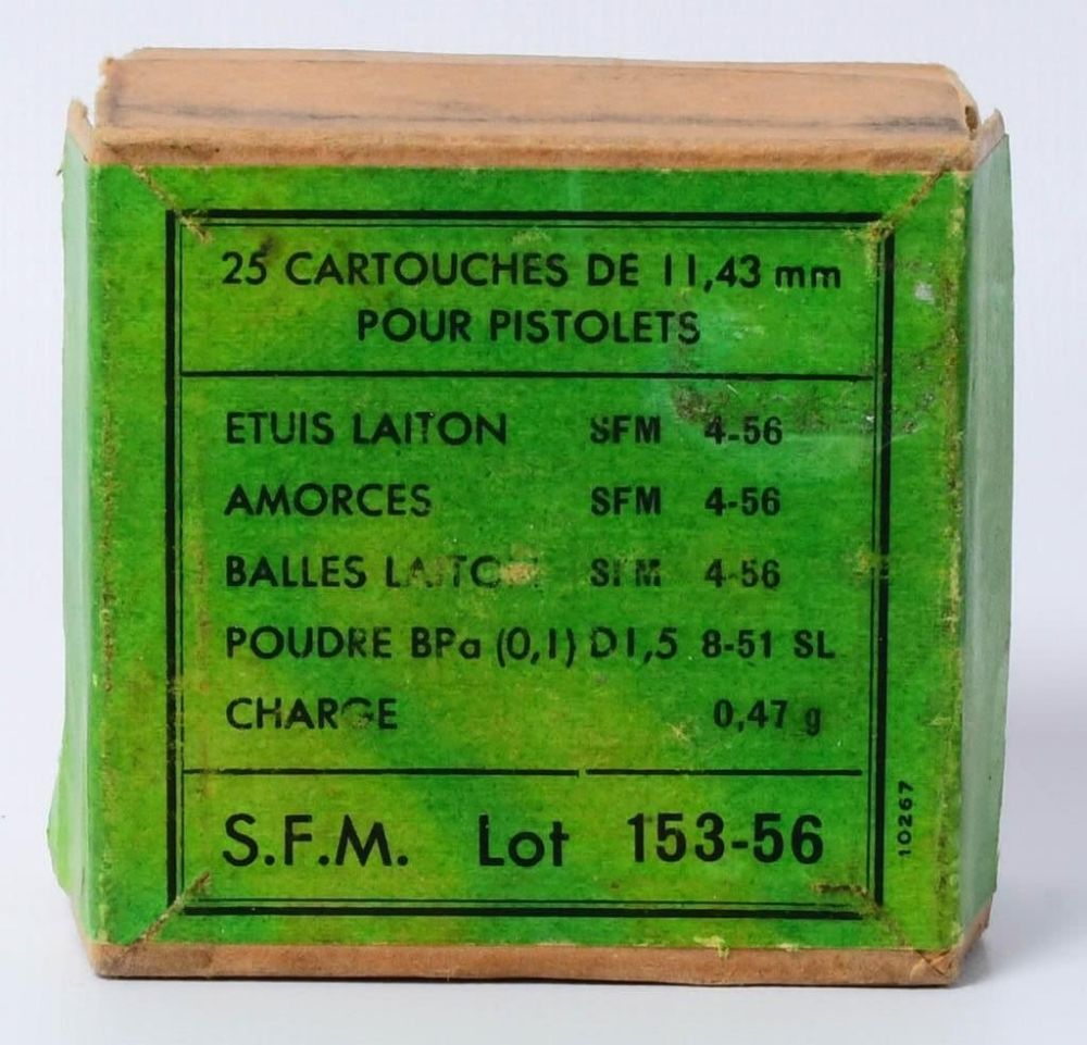 Lot 394: 25 Rounds of French 11.43MM (.45ACP)