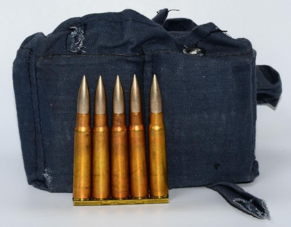 Lot 406: 60 Round Bandolier Of 8mm Mauser Ammunition