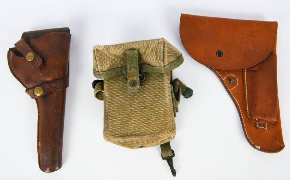 Lot 422: Two Holsters and Military Pouch