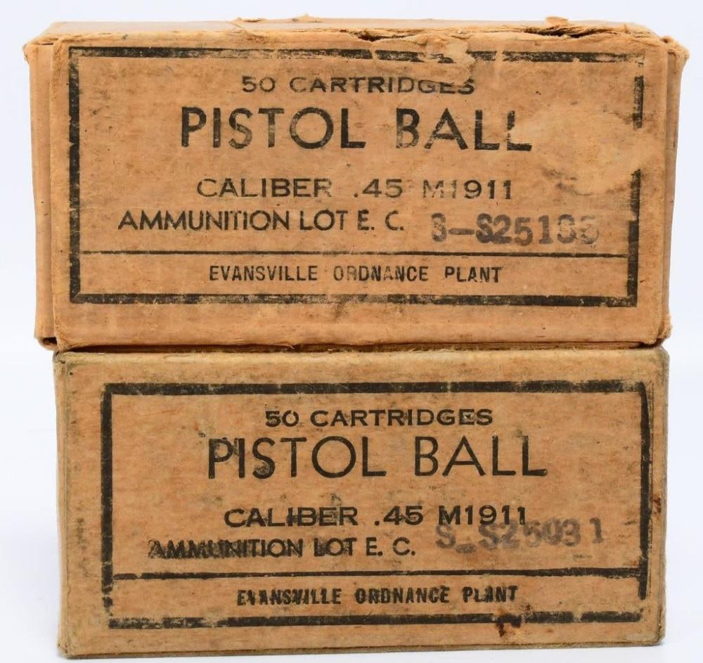 Lot 436: 100 Rounds of WWII U.S.G.I. M1911 .45 ACP Ammo