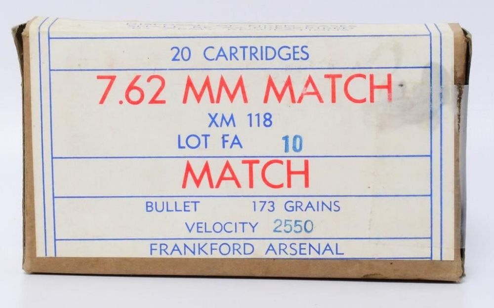 Lot 484: 20 Rounds of 7.62MM Match Ammo Frankford Arsenal