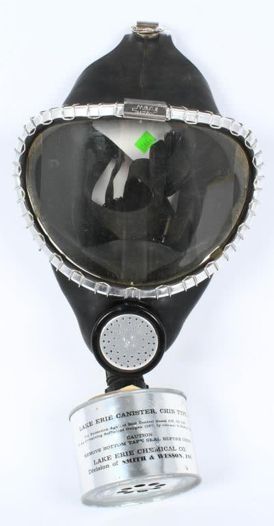 Lot 488: Vtg Army MSA Miners Gas Mask w/Cannister
