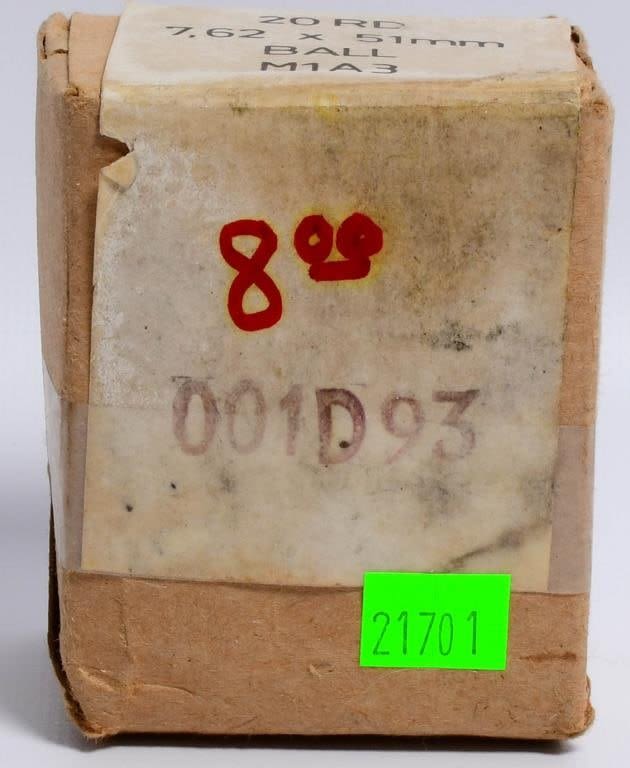 Lot 514: 20 Rounds of 7.62X51 Ball M1A3 Ammunition