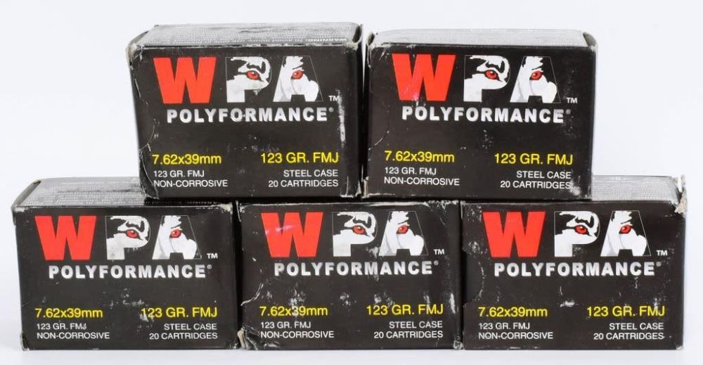 Lot 592: 100 Rds Wolf Performance 7.62x39mm Ammunition