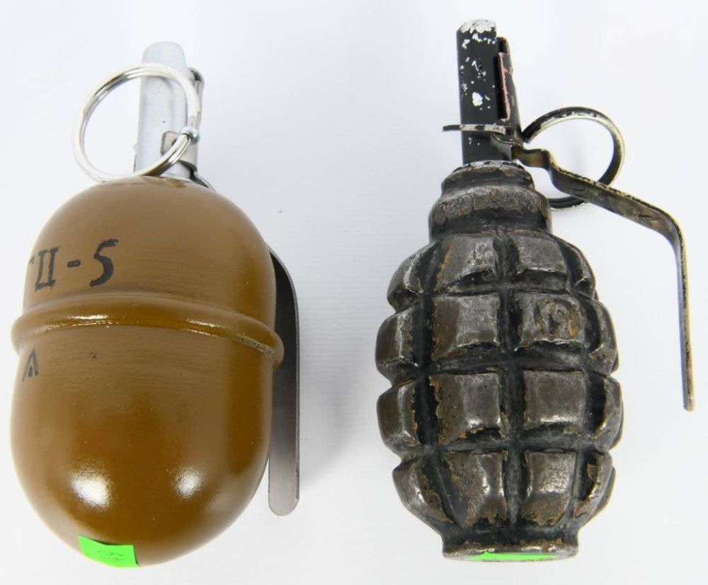 Lot 1064: 2 Collectible De-Milled Grenades