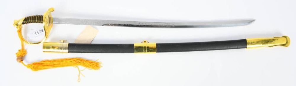 Lot 1172: CSA Cavalry Officer Sword Replica w/scabbard
