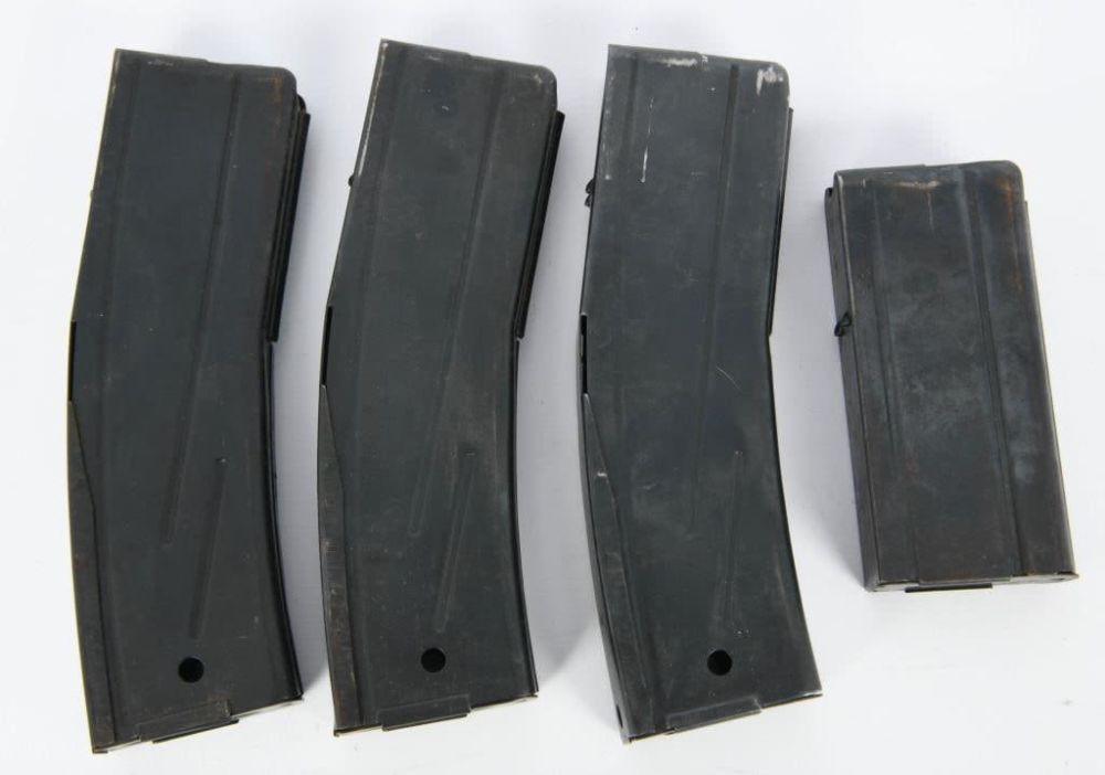 Lot 1202: 3 30 Rd & 1 15 Rd .30 Carbine Metal Magazines