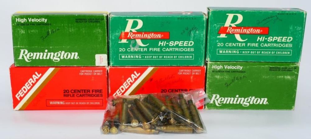 Lot 1219: 109 Rounds of Mixed 6mm Rem Ammunition