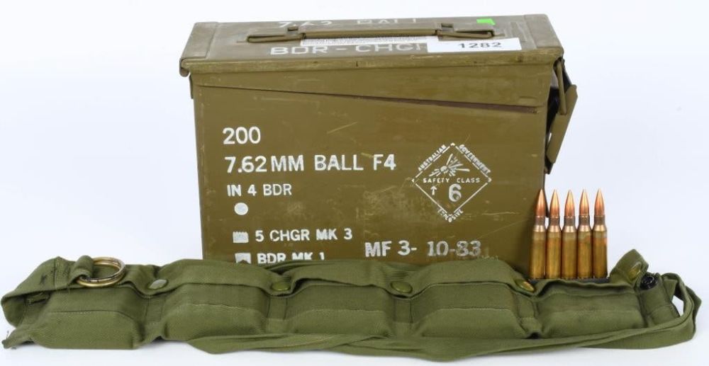Lot 1282: 200 Round Ammo Can of 7.62MM Ball F4 Ammuntion