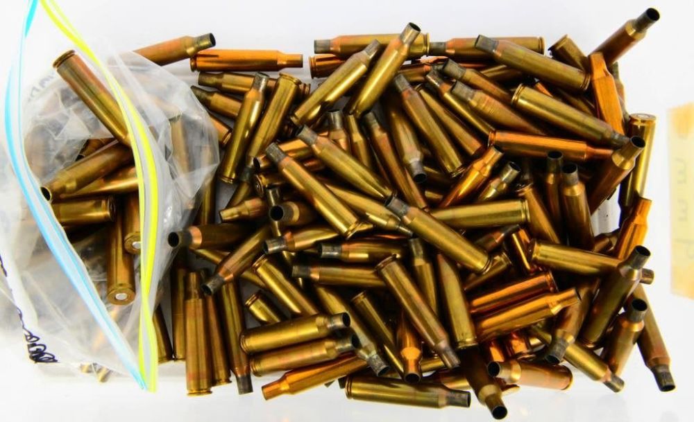 Lot 1364: Approx 154 Count Of Empty 6mm Rem Brass Casings