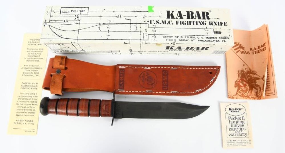 Lot 1409: U.S.M.C KA-BAR Fighting Knife in The Original Box