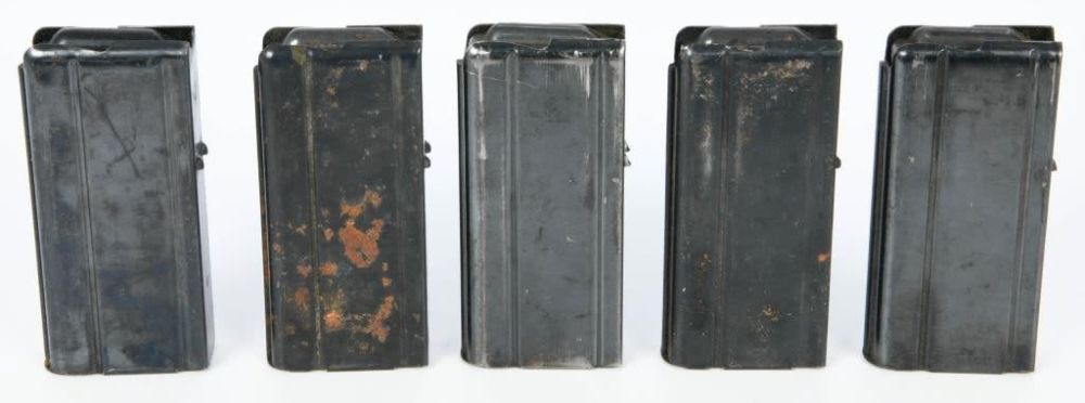 Lot 1412: 5 Various Marked 15 Round .30 Carbine Magazines