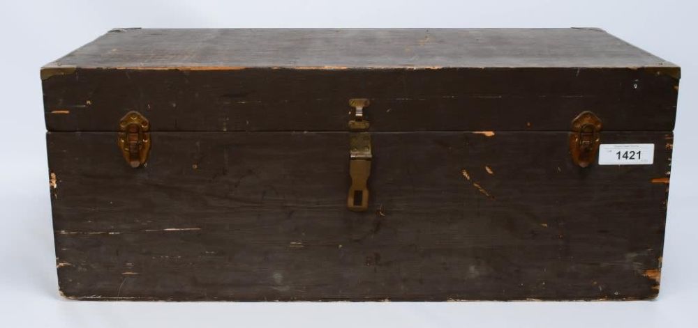 Lot 1421: Vintage Wooden Foot Locker