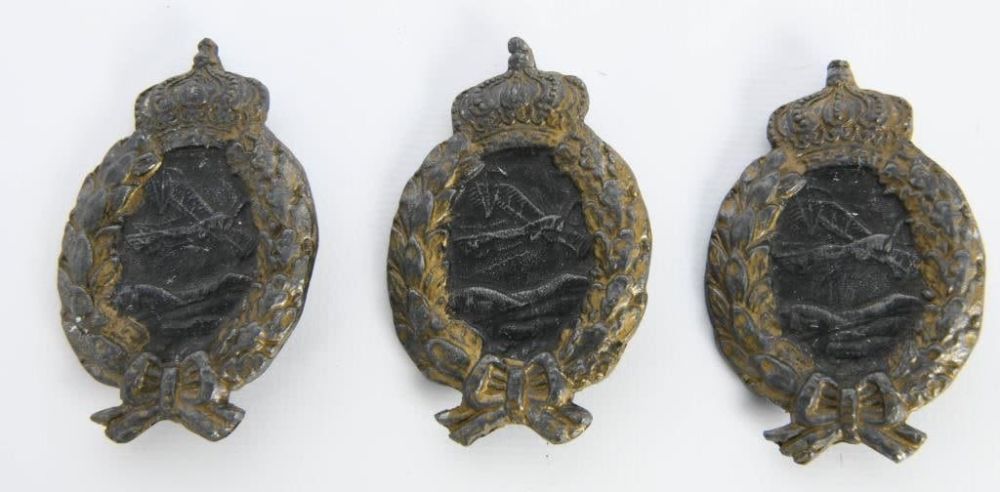 Lot 1424: (3) Germany WWI Wings Pilot Badge / Pin Kingdom of