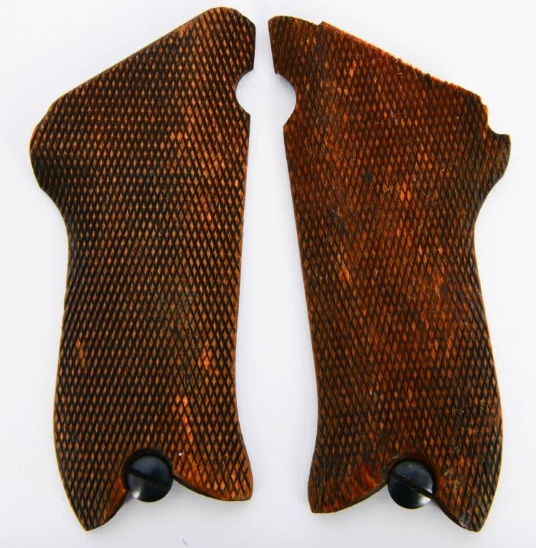 Lot 1457: Original Luger P08 Wood Grips With Screws