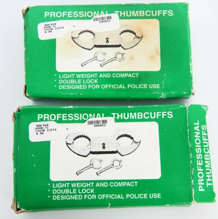 Lot 1469: 2 Sets Of Vintage Professional Thumbcuffs