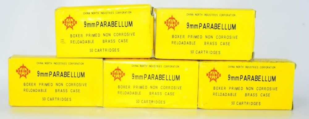 Lot 1558: 250 Rounds of Norinco 9MM Para Ammunition