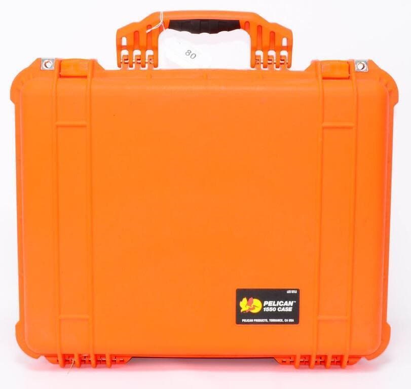 Lot 80: Pelican 1550 Orange Color Airtight Hard Case