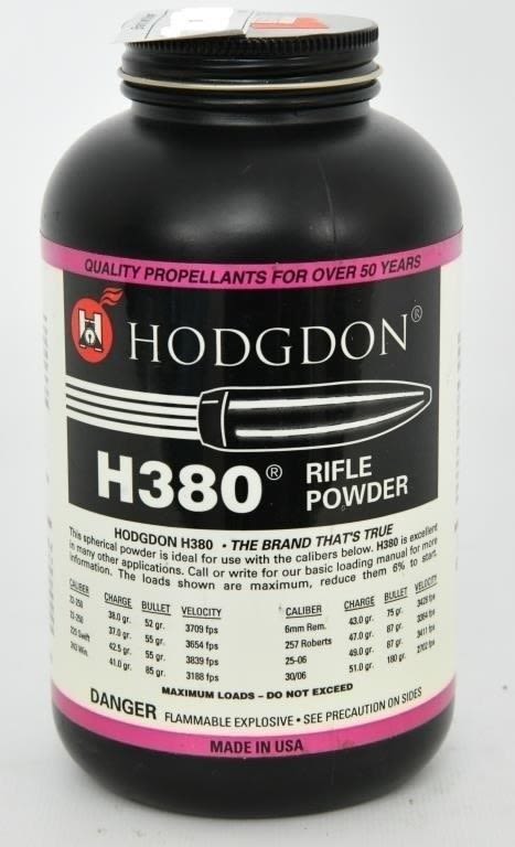 Lot 83: Hodgdon H380 Spherical Rifle Powder 1 lbs When...
