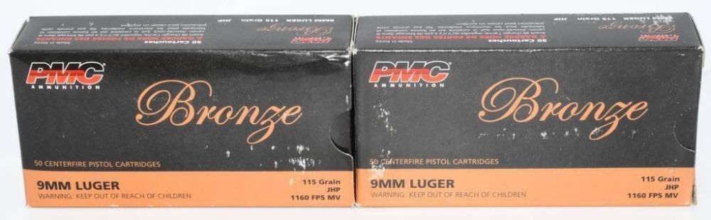 Lot 160: 100 Rounds Of PMC Bronze 9mm Luger Ammo