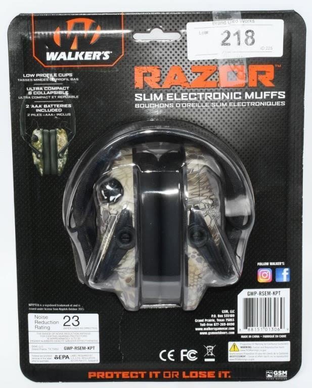 Lot 218: NIP Walkers Razor Slim Electronic Earmuffs