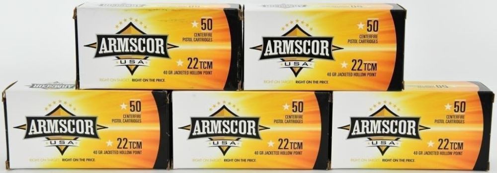 Lot 274: 250 Rounds of Armscor .22 TCM Ammo