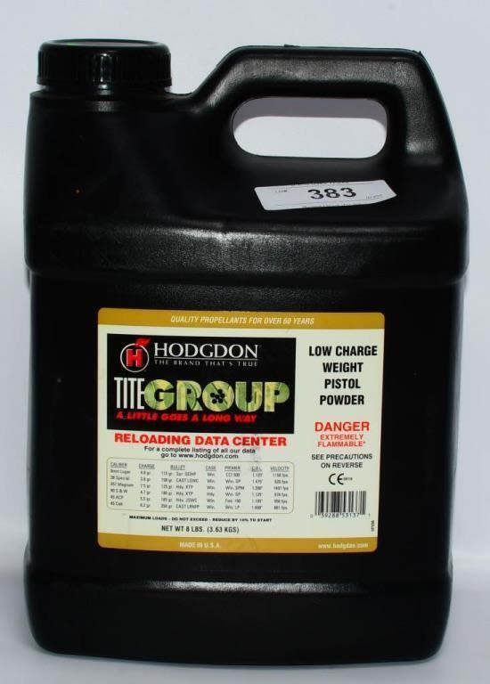 Lot 383: 8 Lbs of Hodgdon Tite Group Spherical Gun Powder