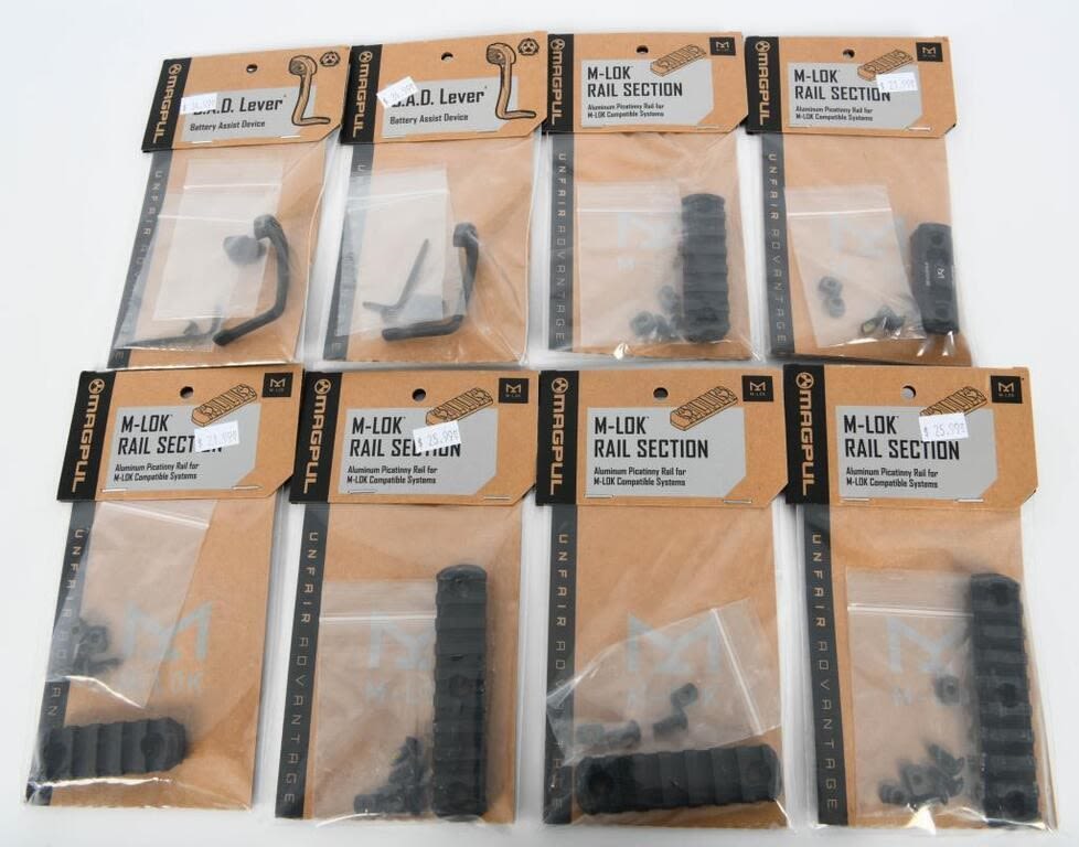 Lot 404: 8 New in the Package Magpul B-A-D Lever & Rails