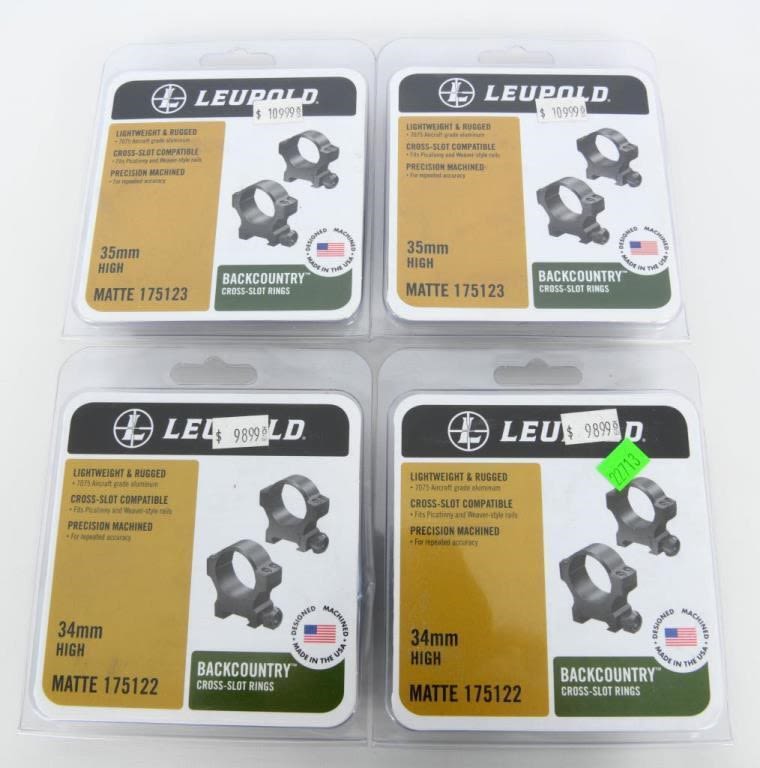 Lot 482: 4 NIP Leupold Backcountry 35mm Scope Ring Sets
