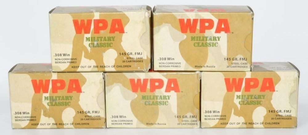 Lot 499: 100 Rounds WPA Military Classic .308 Win Ammo
