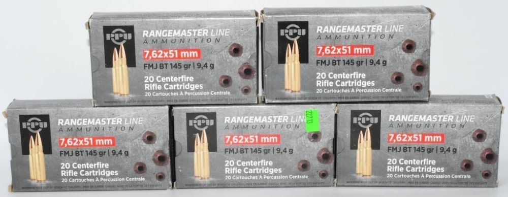 Lot 505: 100 Rounds Of PPU 7.62x51 (.308) Ammunition