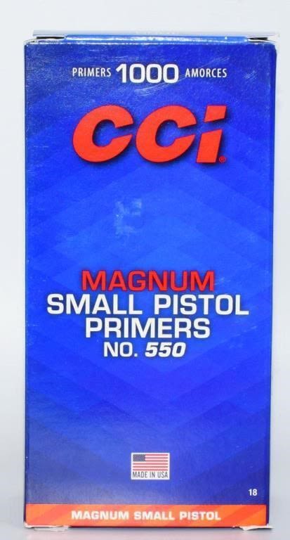 Lot 551: 1000 Count CCI Small Pistol Magnum Primers #550