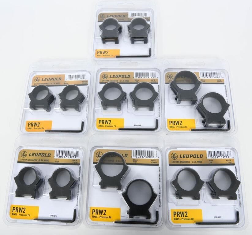 Lot 662: 6 NIP Leupold PRW2 30mm Medium Scope Ring Sets