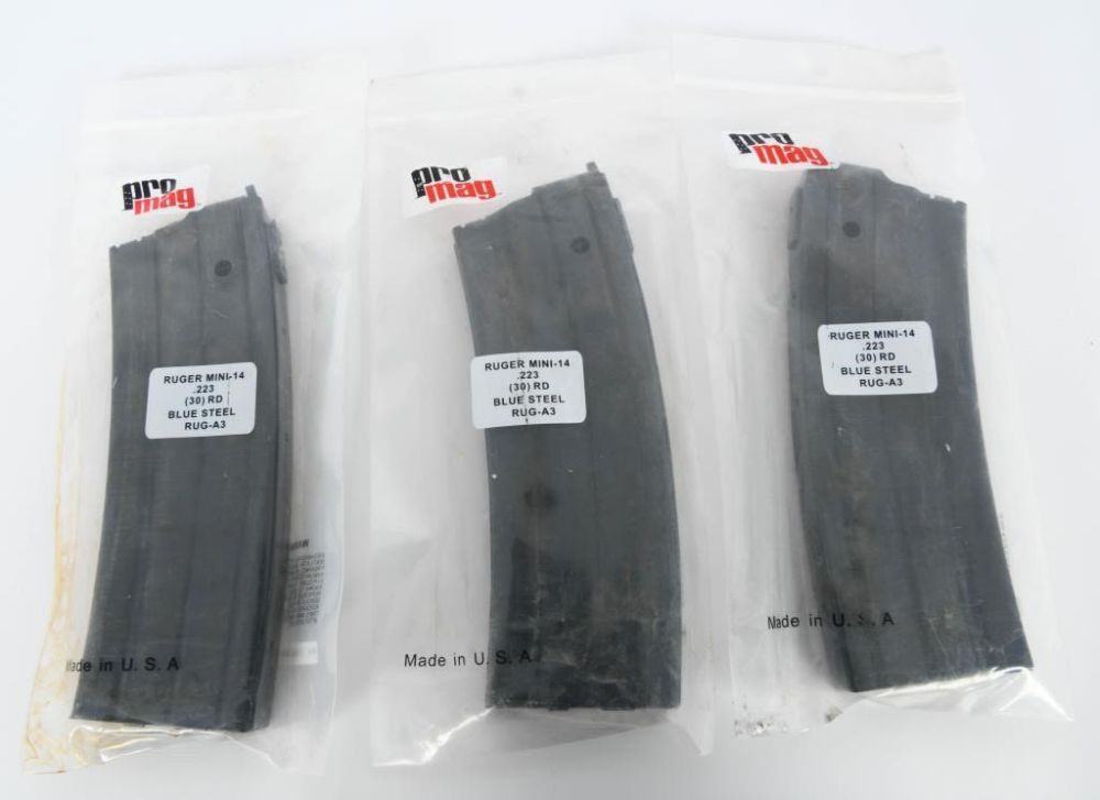 Lot 686: 3 NIP Pro Mag Ruger Mini-14 30 Rd...