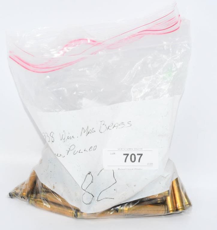 Lot 707: 82 Count Of Empty .338 Win Mag Brass Casings