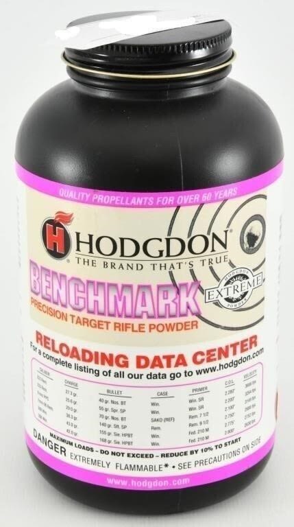 Lot 713: 1lb Hodgdon Benchmark Extreme Target Rifle Powder one...